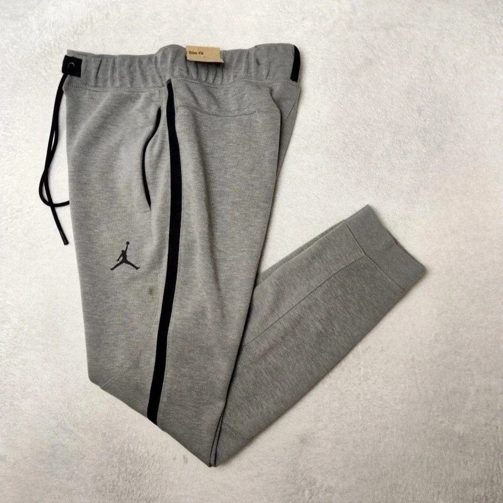 Nike AIr Jordan Jogger Pants Mens Small Gray Slim Workout Gym Zip Pocket DV9785